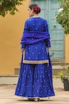 Shop_Label Niti Bothra_Blue Pure Banarasi Spun Silk Embroidery Zari Flower Straight Kurta Sharara Set _at_Aza_Fashions