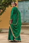 Shop_Label Niti Bothra_Green Pure Banarasi Spun Silk Embroidery Zari Flower Placket Kurta Sharara Set _at_Aza_Fashions