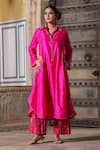 Buy_Label Niti Bothra_Pink Pure Banarasi Spun Silk Woven And Embroidered Zari Kurta & Palazzo Set _at_Aza_Fashions