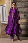 Label Niti Bothra_Purple Pure Banarasi Spun Silk Woven And Embroidered Sequin Kurta & Palazzo Set _Online_at_Aza_Fashions