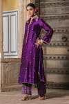 Buy_Label Niti Bothra_Purple Pure Banarasi Spun Silk Woven And Embroidered Sequin Kurta & Palazzo Set _Online_at_Aza_Fashions