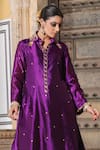 Label Niti Bothra_Purple Pure Banarasi Spun Silk Woven And Embroidered Sequin Kurta & Palazzo Set _at_Aza_Fashions