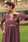 Label Niti Bothra_Purple Silk Printed And Embroidered Geometric Gathered Kurta & Palazzo Set _Online_at_Aza_Fashions