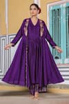 Buy_Label Niti Bothra_Purple Pure Banarasi Spun Silk Woven And Embroidered Applique Work Anarkali Set _at_Aza_Fashions