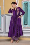 Buy_Label Niti Bothra_Purple Pure Banarasi Spun Silk Woven And Embroidered Applique Work Anarkali Set _Online_at_Aza_Fashions