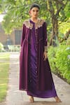 Buy_Label Niti Bothra_Purple Silk Base Embroidered Sequin Dress One Paisley Jacket With Ombre _at_Aza_Fashions