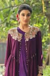 Label Niti Bothra_Purple Silk Base Embroidered Sequin Dress One Paisley Jacket With Ombre _Online_at_Aza_Fashions