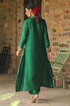 Shop_Label Niti Bothra_Green Silk Base Embroidered Sequin V-neck Zardozi Kurta With Palazzo _at_Aza_Fashions