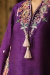 Buy_Label Niti Bothra_Purple Silk Base Embroidered Sequin V-neck Paisley Zardozi Kurta With Palazzo _Online_at_Aza_Fashions