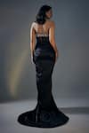 Shop_Masumi Mewawalla_Black Mashroo Silk Hand Embroidered Floral High Draped Corset Gown  _at_Aza_Fashions