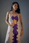 Shop_Masumi Mewawalla_Purple Tissue Embroidered Floral Bustier Palazzo Set With Cutwork Jacket _at_Aza_Fashions