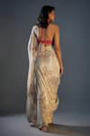 Shop_Masumi Mewawalla_Beige Mashroo Embroidered Floral Halter Cross Neck Pre-draped Saree With Blouse _at_Aza_Fashions