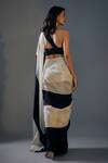 Shop_Masumi Mewawalla_Black Tissue One Shoulder Color Block Pre-draped Saree With Blouse_at_Aza_Fashions