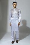 Buy_Masumi Mewawalla_Blue Mashroo Embroidered Mirror Kurta And Pant Set _at_Aza_Fashions