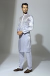 Masumi Mewawalla_Blue Mashroo Embroidered Mirror Kurta And Pant Set_Online_at_Aza_Fashions