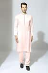Buy_Masumi Mewawalla_Pink Mashroo Embroidered Mirror Sleeve Kurta Set _at_Aza_Fashions