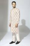 Masumi Mewawalla_Pink Mashroo Hand Embroidered Jaali Sherwani Set  _Online_at_Aza_Fashions