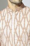 Buy_Masumi Mewawalla_Pink Mashroo Hand Embroidered Jaali Sherwani Set  _Online_at_Aza_Fashions