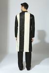 Shop_Masumi Mewawalla_Black Tissue Plain Color Block Striped Kurta Set _at_Aza_Fashions