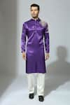 Buy_Masumi Mewawalla_Purple Mashroo Embroidered Floral Placement Kurta Set _at_Aza_Fashions