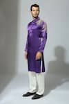 Shop_Masumi Mewawalla_Purple Mashroo Embroidered Floral Placement Kurta Set _at_Aza_Fashions