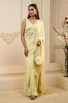 Shop_Aariyana Couture_Yellow Bustier Silk Embroidered Floral Placement Saree With Blouse _Online_at_Aza_Fashions