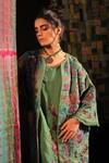 Buy_Capisvirleo_Green Linen Embroidery Open Neck Ramola Thread Floral Jacket _Online_at_Aza_Fashions