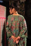 Capisvirleo_Green Linen Embroidery Open Neck Ramola Thread Floral Jacket _at_Aza_Fashions