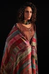 Capisvirleo_Brown Habutai Silk Tie-dye Round Rubab Tunic Set With Dupatta  _Online_at_Aza_Fashions