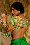 Aayushi Maniar_Green Blouse Upada Silk Hand Embroidery Floral Brahma Kamal With Draped Skirt _Online_at_Aza_Fashions