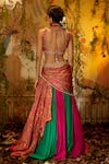 Shop_Aayushi Maniar_Green Lehenga Crepe Silk Hand Embroidery Draupadi Draped Blouse Set _at_Aza_Fashions