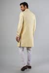 Shop_Spring Break_Cream Cotton, Silk Embroidery Linen Sherwani Set _at_Aza_Fashions
