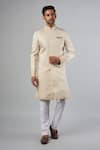 Buy Spring Break Ivory Cotton, Silk Embroidery Hand Work Sherwani Set at Aza Fashions Buy_Spring Break_Ivory Cotton, Silk Embroidery Hand Work Sherwani Set _at_Aza_Fashions