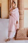 Shop_KARAJ JAIPUR_Pink Kurta And Pant Muslin Embroidered Dori Round Work Set  _Online_at_Aza_Fashions