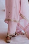 Buy_KARAJ JAIPUR_Pink Kurta And Pant Muslin Embroidered Dori Round Work Set  