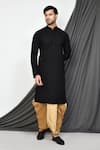 Buy_Aryavir Malhotra_Black Kurta Cotton Chevron Pattern Schiffli And Dhoti Pant Set _at_Aza_Fashions