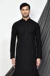 Buy_Aryavir Malhotra_Black Kurta Cotton Chevron Pattern Schiffli And Dhoti Pant Set _Online_at_Aza_Fashions