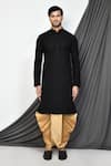 Shop_Aryavir Malhotra_Black Kurta Cotton Chevron Pattern Schiffli And Dhoti Pant Set _Online_at_Aza_Fashions