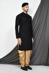 Aryavir Malhotra_Black Kurta Cotton Chevron Pattern Schiffli And Dhoti Pant Set _at_Aza_Fashions