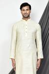 Buy_Aryavir Malhotra_Cream Kurta Poly Cotton Paisley Pattern Set _Online_at_Aza_Fashions