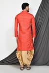 Shop_Aryavir Malhotra_Red Kurta Cotton Plain Straight With Dhoti Pant _at_Aza_Fashions