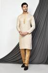 Buy_Aryavir Malhotra_Cream Kurta Cotton Plain Straight Set _at_Aza_Fashions