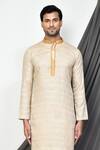 Buy_Aryavir Malhotra_Cream Kurta Cotton Plain Straight Set _Online_at_Aza_Fashions