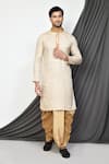 Buy_Aryavir Malhotra_Cream Kurta Cotton Plain Straight With Dhoti Pant _at_Aza_Fashions