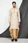 Shop_Aryavir Malhotra_Cream Kurta Cotton Plain Straight With Dhoti Pant _Online_at_Aza_Fashions