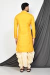 Shop_Aryavir Malhotra_Yellow Kurta Cotton Plain Straight With Cream Dhoti Pant _at_Aza_Fashions