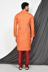 Shop_Aryavir Malhotra_Orange Kurta Cotton Plain Straight With Churidar _at_Aza_Fashions