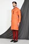 Aryavir Malhotra_Orange Kurta Cotton Plain Straight With Churidar _at_Aza_Fashions