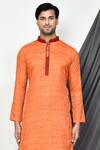 Buy_Aryavir Malhotra_Orange Kurta Cotton Plain Straight With Maroon Patiala Pant _Online_at_Aza_Fashions