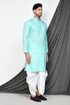 Aryavir Malhotra_Green Kurta Cotton Plain With Cream Dhoti Pant _at_Aza_Fashions